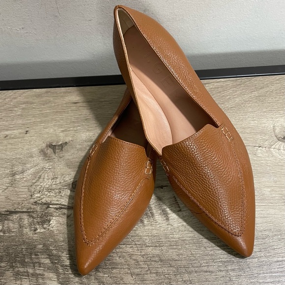 MINT! Women's M. GEMI Tan Leather THE GIA Hidden Wedge LOAFER Slip On SHOES 37 - Picture 3 of 8